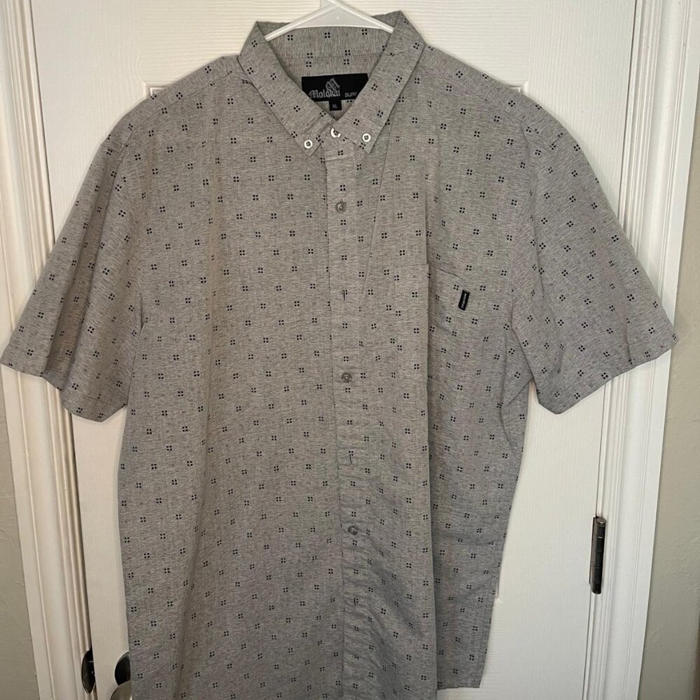Molokai Surf Co Mens Shirt Size XL Button Down Short Sleeve Gray